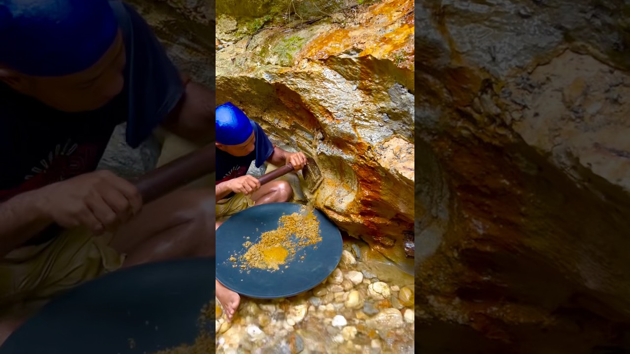 The process of finding gold | finding gold in bedrock fragments | finding an amazing gold nugget