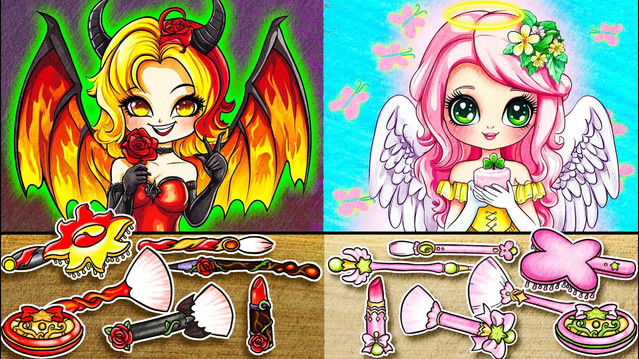 Angels and Demons Makeover Become Beautiful | Paper Stop Motion | 재미있는 스톱 모션 만화