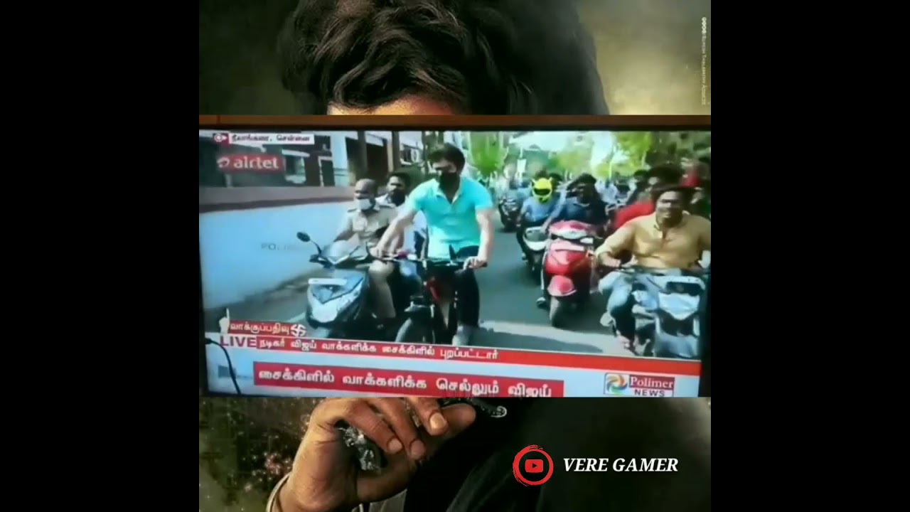 Vijay arrives in a cycle to cast his vote | #vijay #election #vijayarrives