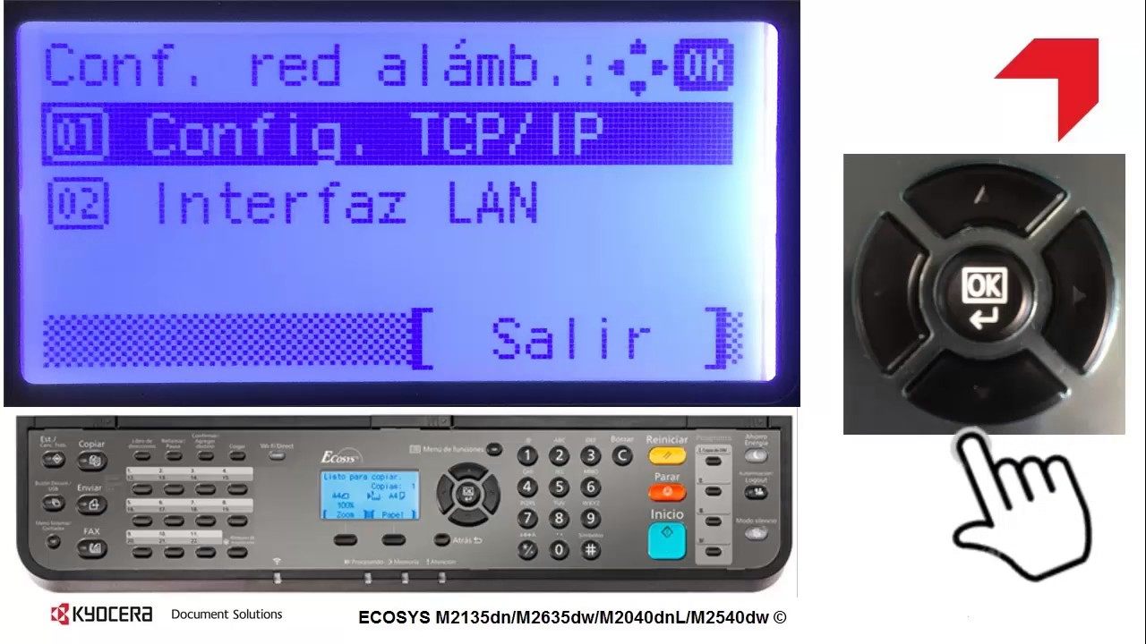 ECOSYS M2040dnL Series  Configuración de red en su multifuncional