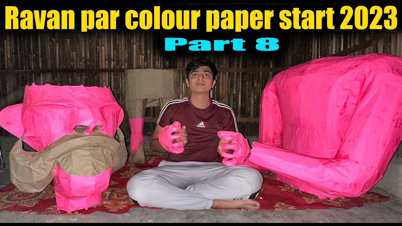 Ravan par colour paper start 2023 | Ravan making 2023 | How to make ravan by bamboo