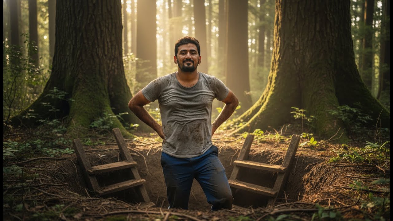Turning a Forest Land Log Into a Warm, Modern Survival Shelter Underground”