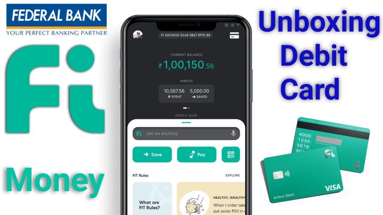Fi money federal bank Visa debit card unboxing and how to activate and review