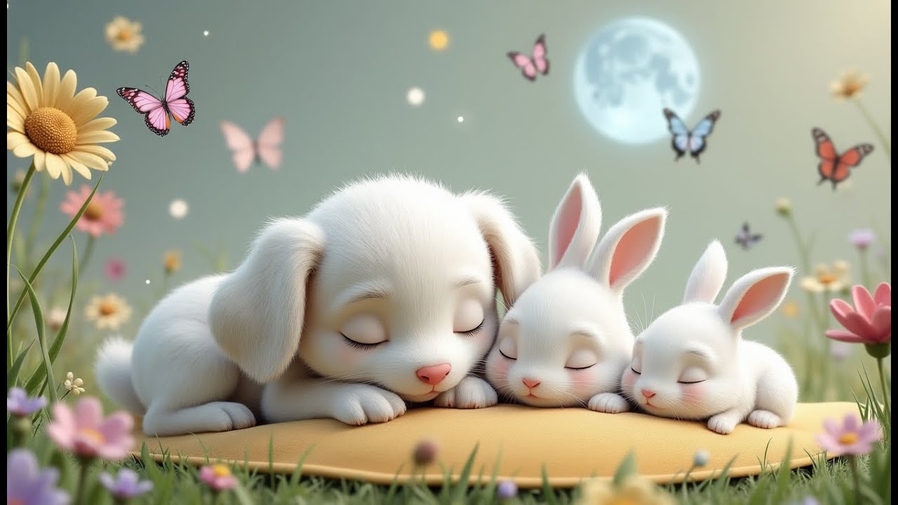 🌙✨Sleepy Friends | Calming Baby Video with Puppy & Bunny Nap Time 🌙✨#nurseryrhymes