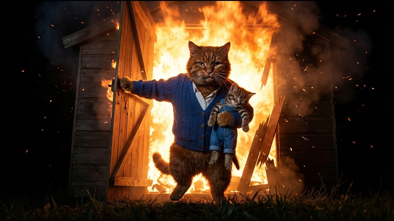 The Shed Was Burning and Milo Was Inside — Papa Cat Did the Impossible 🔥💔