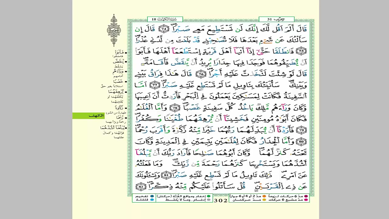الثمن 1 من الحزب 31  مكرر 7 مرات من المصحف المصور برواية ورش عن نافع للقارئ الشيخ العيون الكوشي