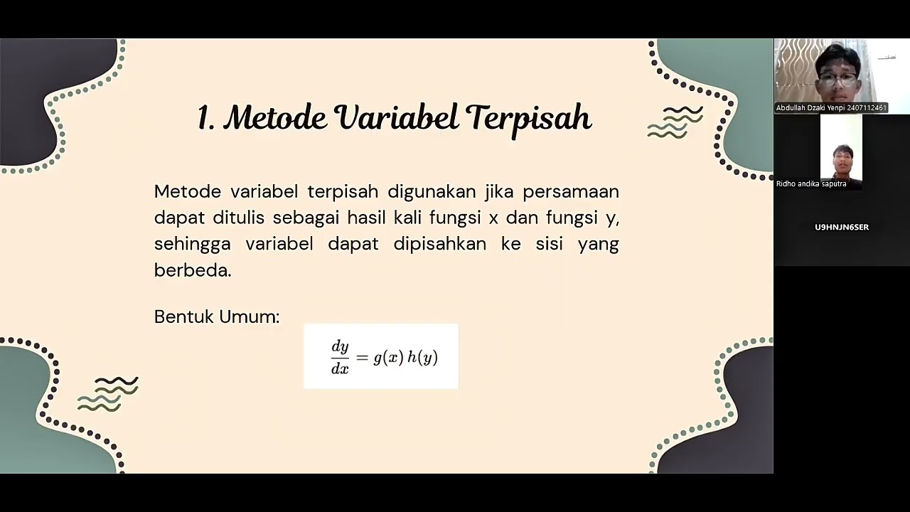 PERSAMAAN DIFERENSIAL BIASA (PDB) ORDE 1