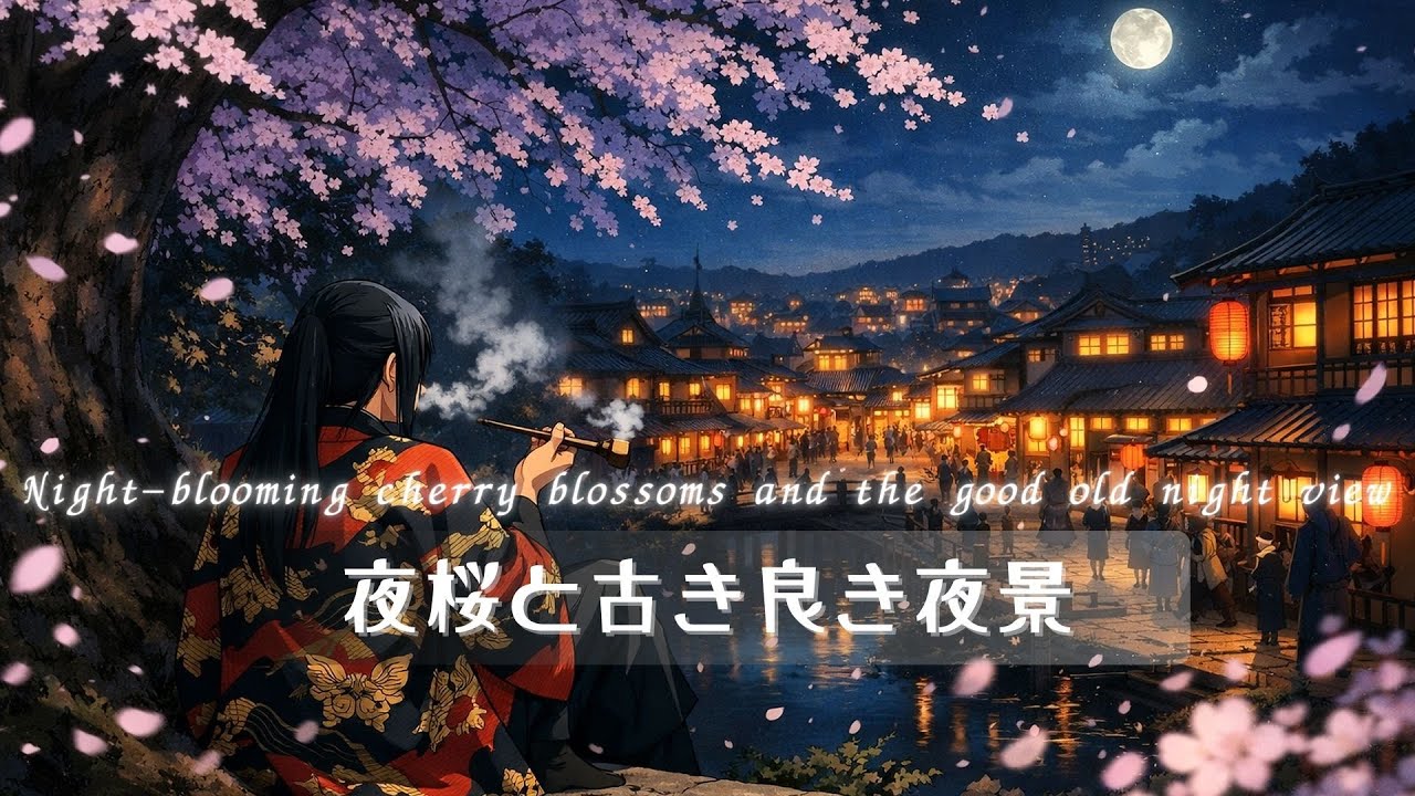 【作業用BGM】和楽器が奏でる旋律, 歓楽街の夜景, 夜桜とともに【勉強】【リラックス】
