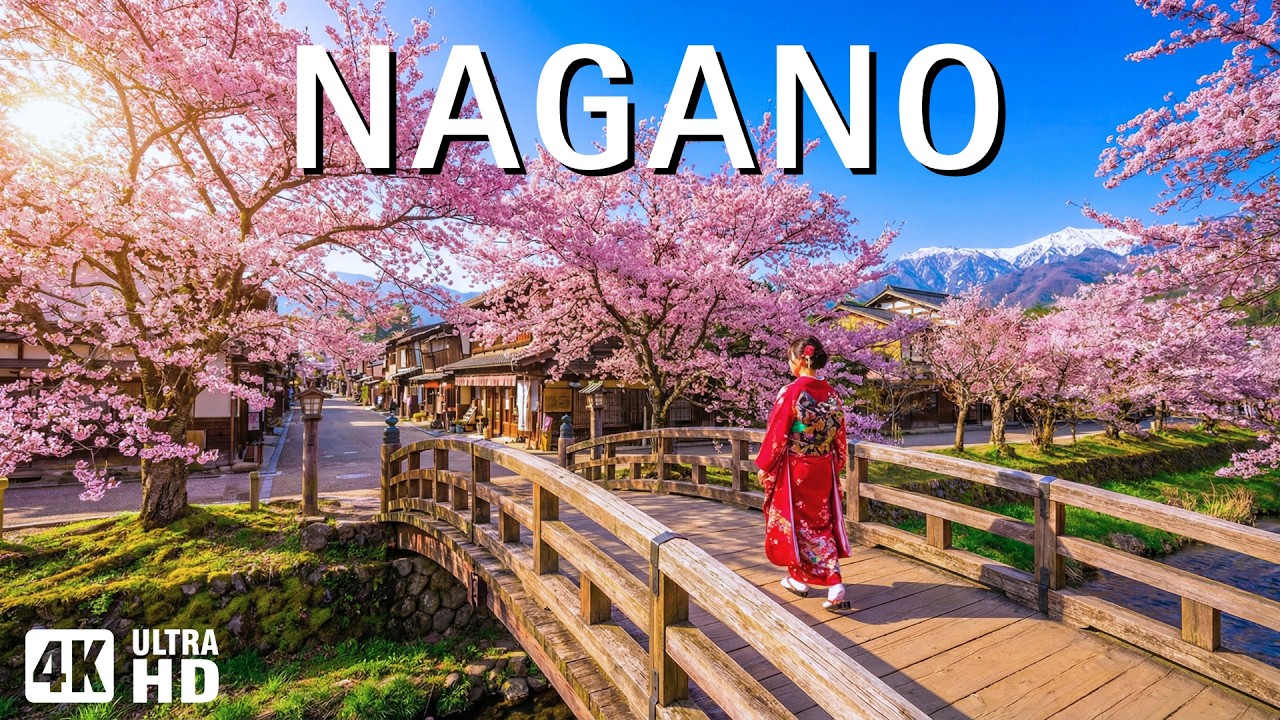 Nagano Spring 4K 🌸 The Hidden Harmony of Sakura, Snow Peaks & Mountain Villages