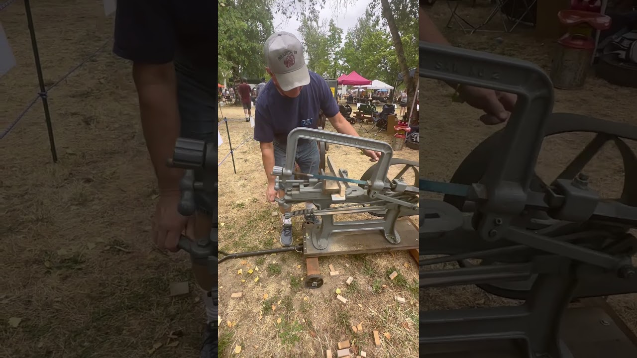 Check out this amazing antique vintage power hacksaw 