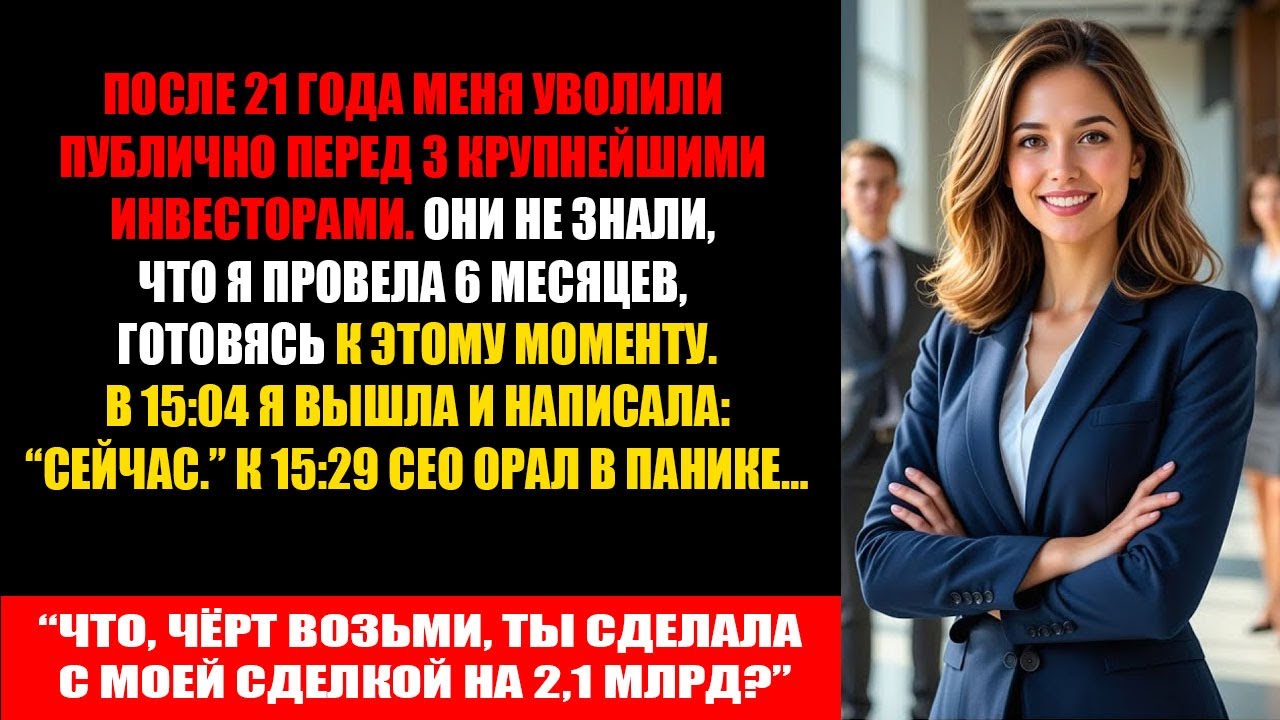 Меня уволили при трёх инвесторах в 15:04 - через 25 минут я забрала их сделку на 2,1 млрд