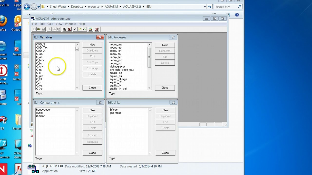 3 How to run a simulation in AQUASIM