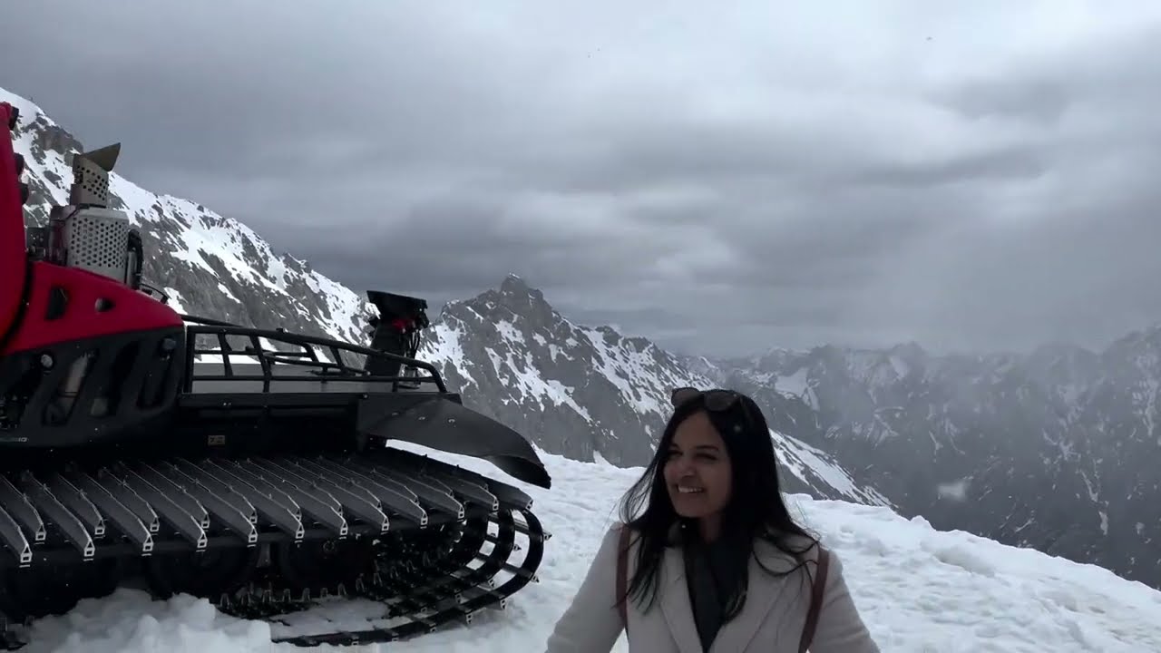 Snow covered Zugspitze Highest Mountain  peak in Germany (read description)