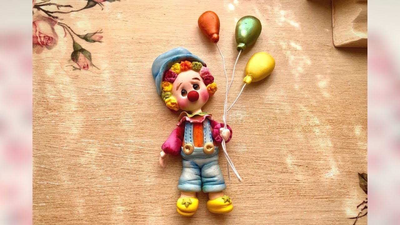 Aplique de payaso en porcelana fría / How to make a clown applique in cold porcelain