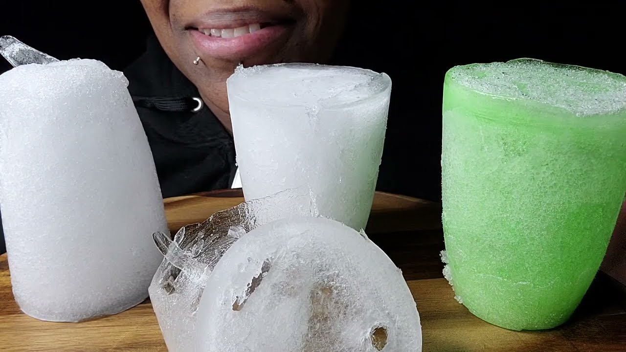 CARBONATED HOLLOW CUPS | FREEZER FROST | REAL SNOW | #iceeating #asmr #asmrice