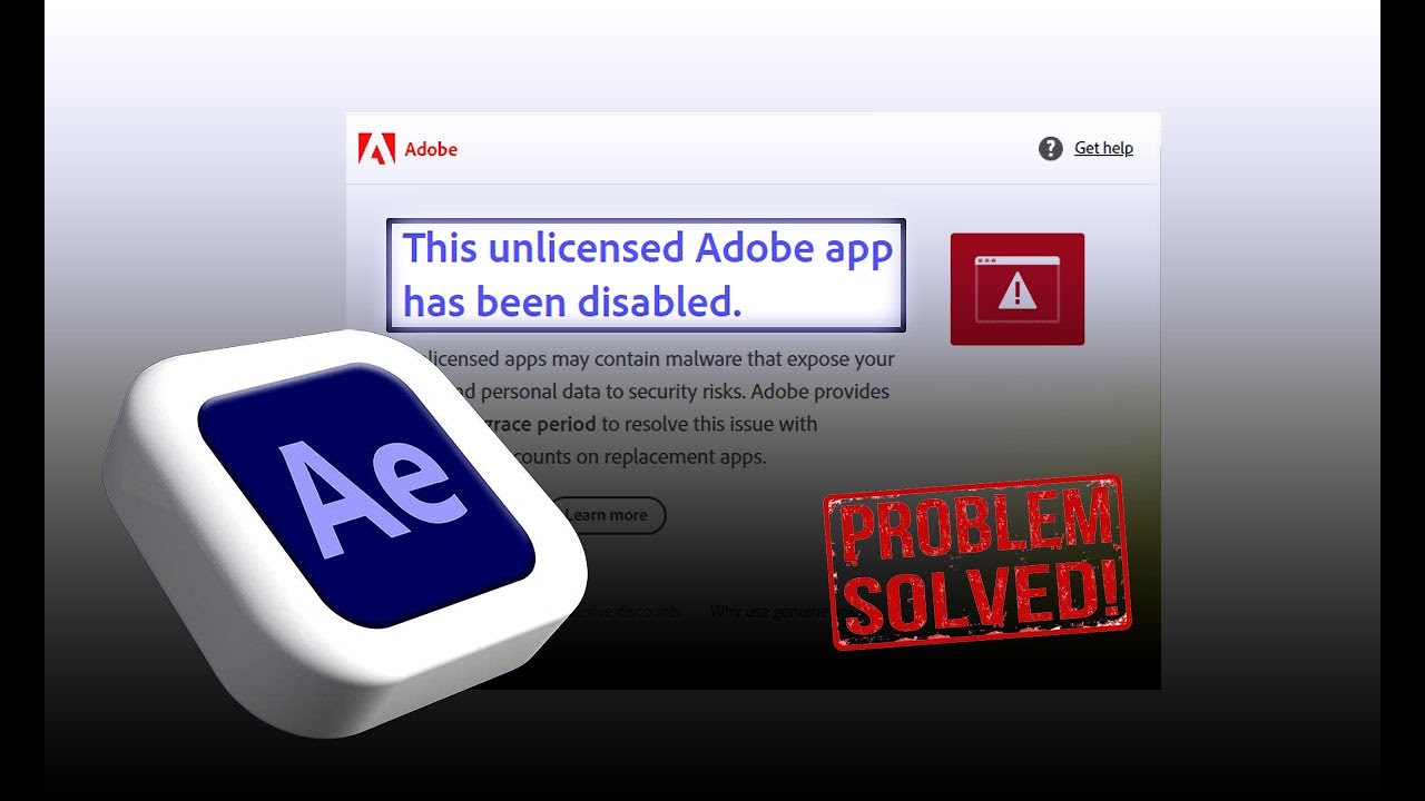 [Solved ] This Unlicensed Adobe App app will be disabled soon |  After Effect