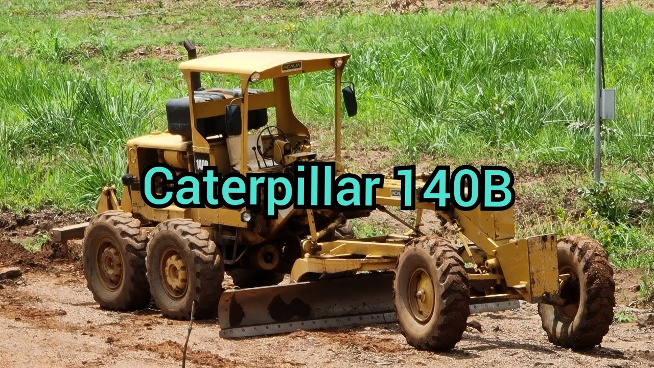 Motoniveladora Caterpillar 140B cortando pedras /Grader niveleuse motoconformadora patrola patrol