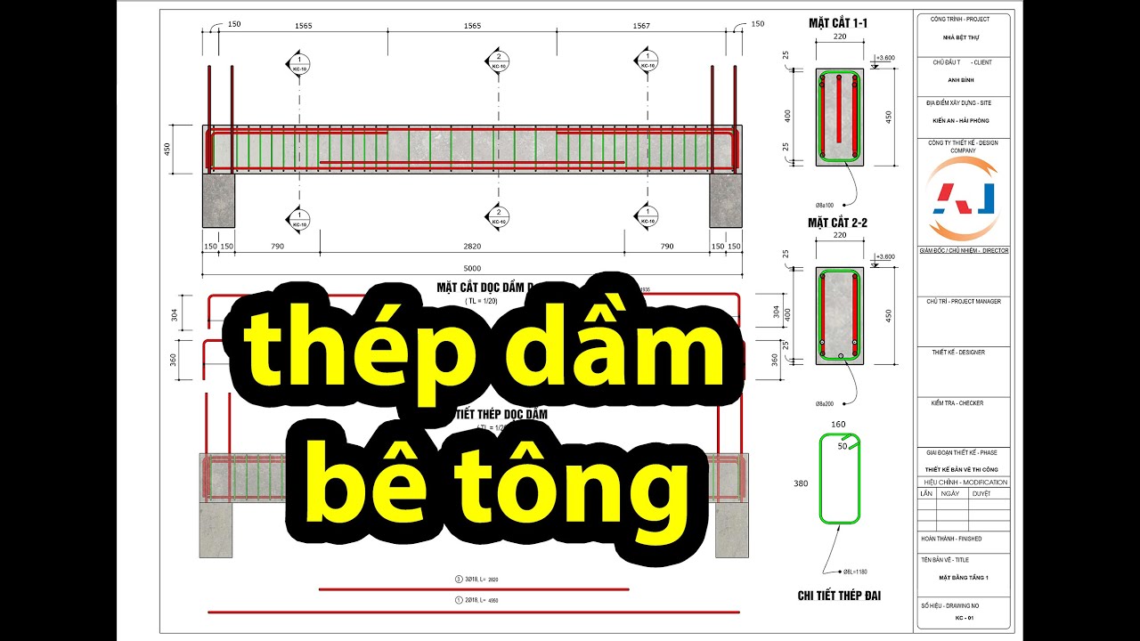 Bố trí thép dầm | Cấu tạo thép dọc dầm và thép đai dầm bê tông Phần 1