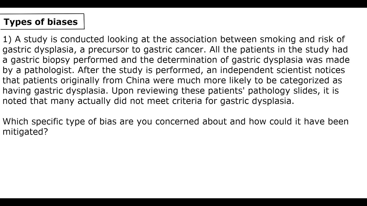 Study biases: Question 1