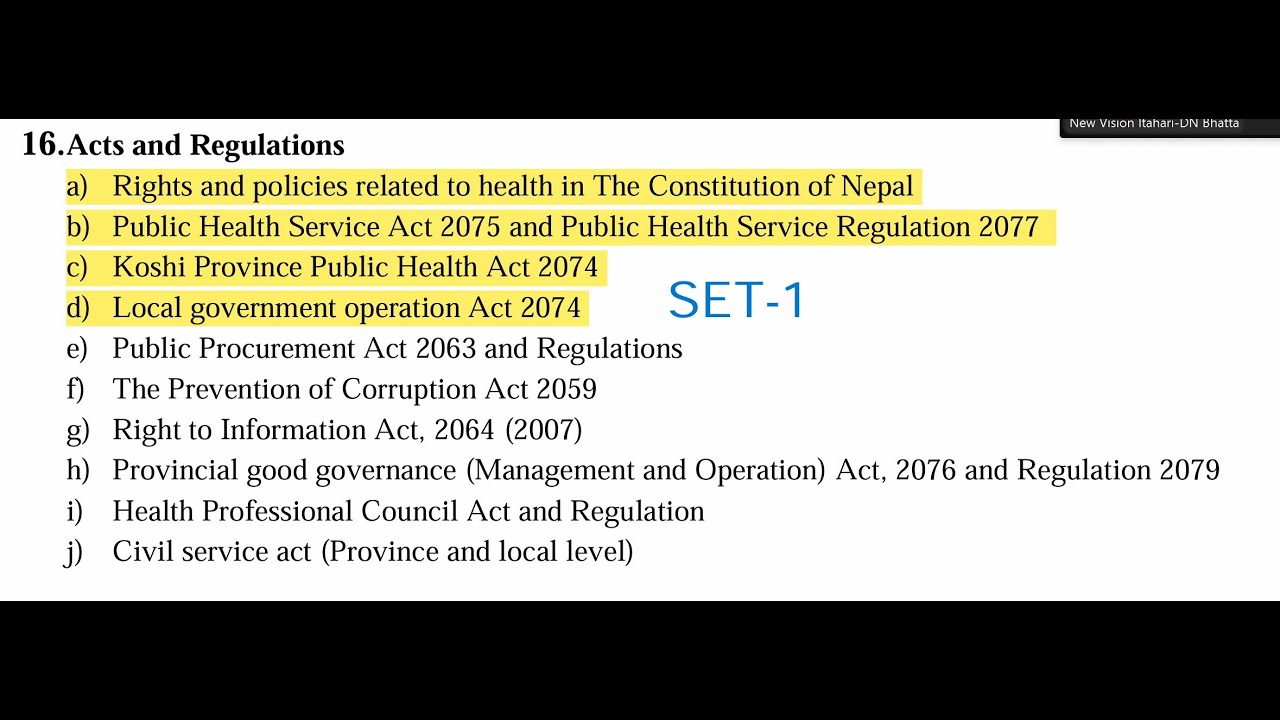 KOSHI PRADESH LOKSEWA II ACTS & REGULATION II SET-1