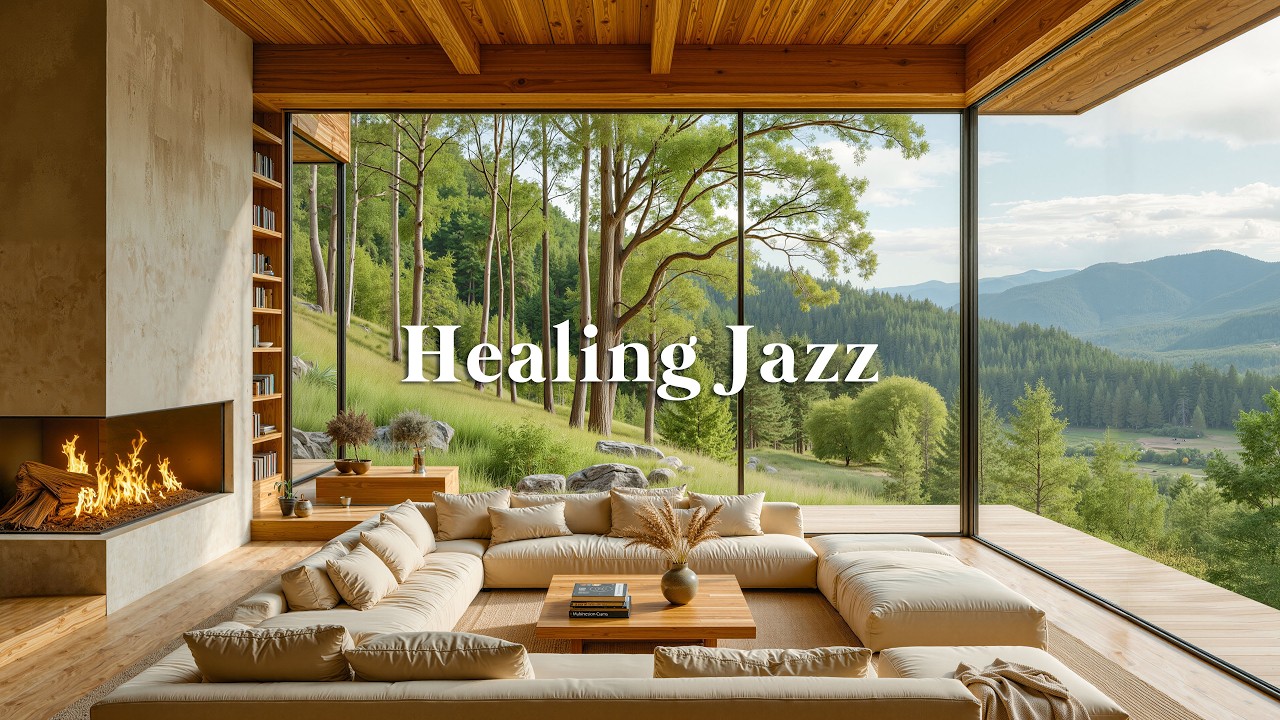 Soft Healing Jazz at Vast Alpine Lounge | Calm Relaxation Music with Peaceful Nature Views