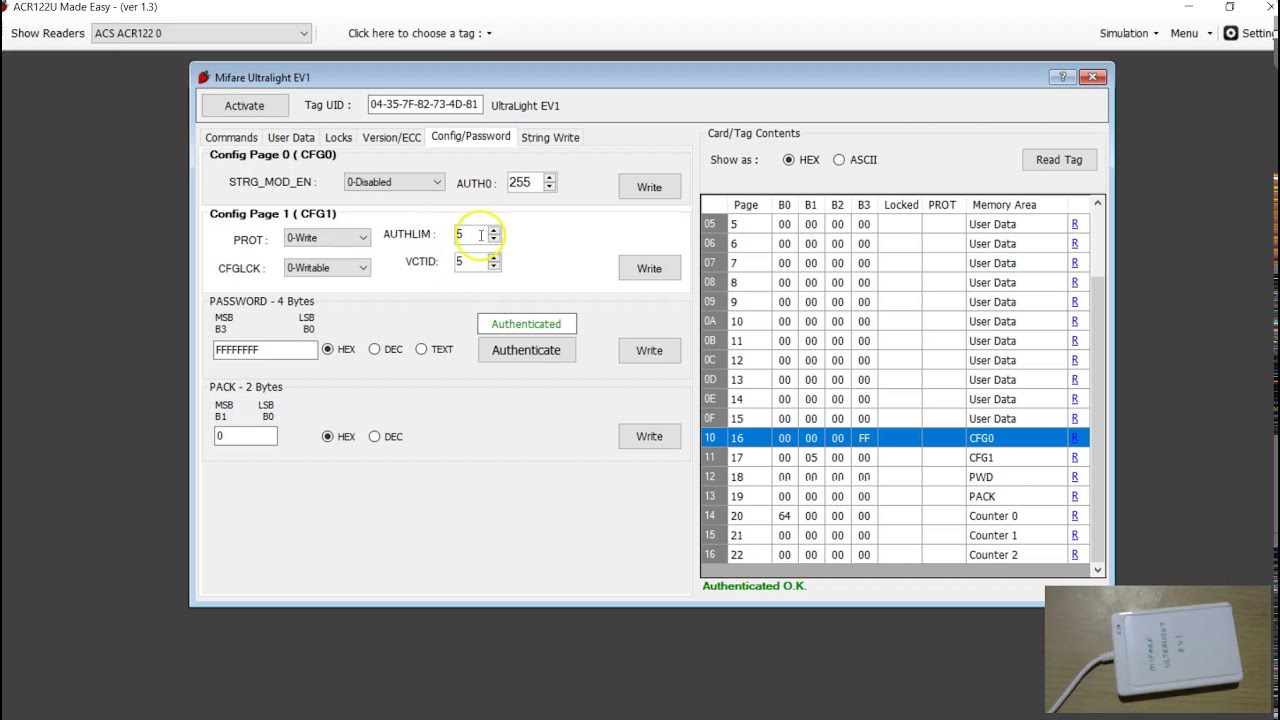 Understand Mifare Ultralight EV1 with ACR122u - Part 1