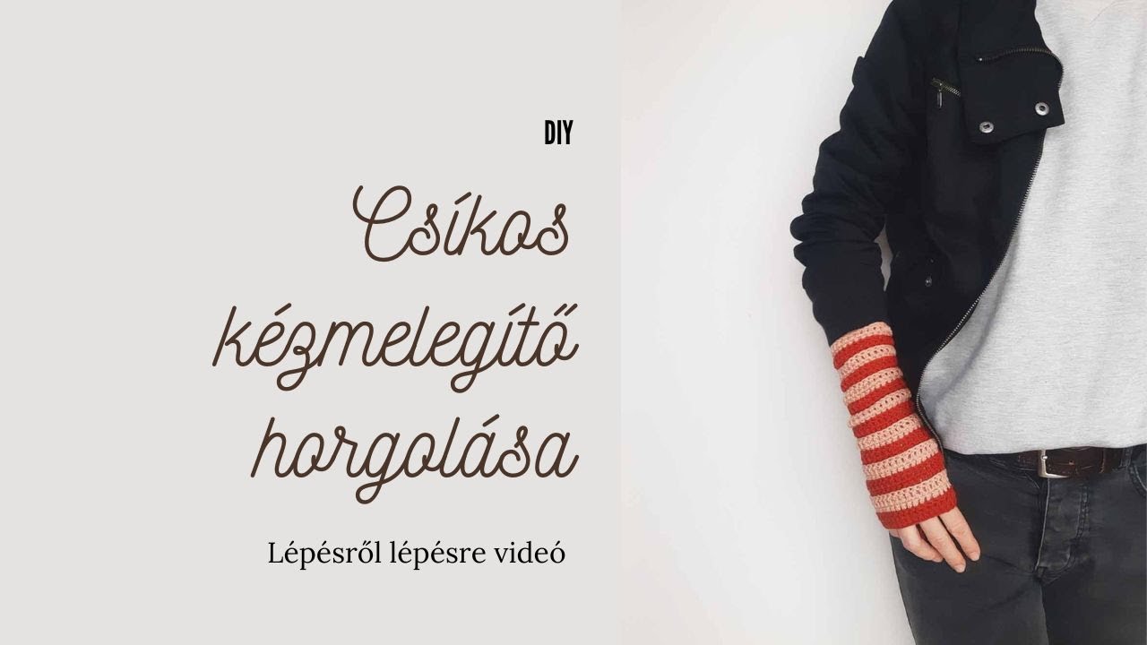Csíkos kézmelegítő horgolása