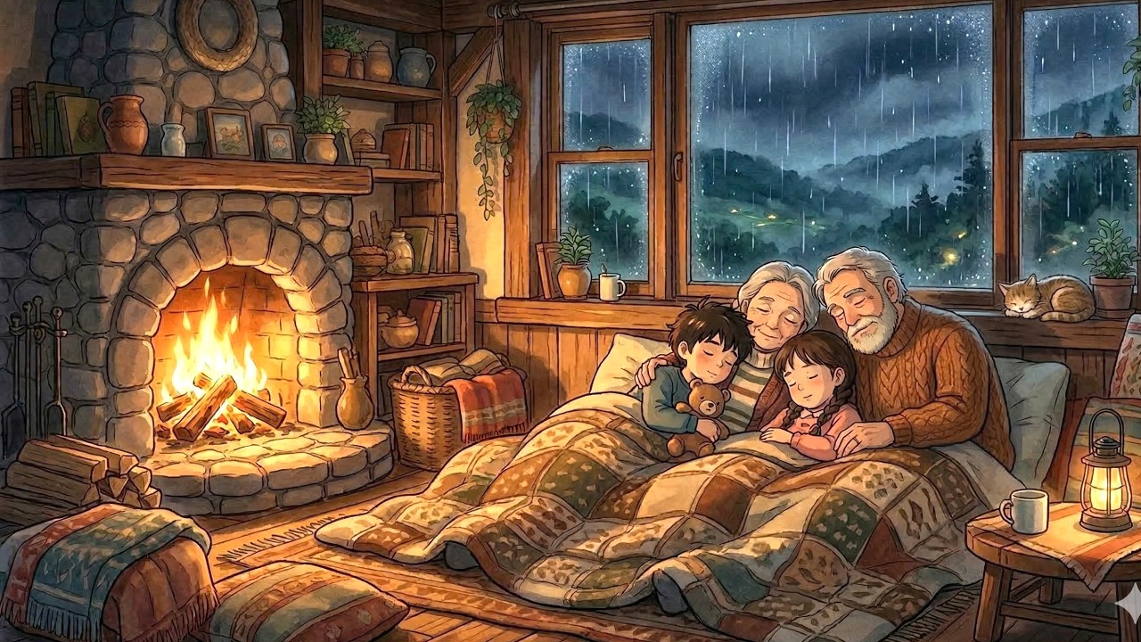 Stormy Night at Grandparent's Hill Cottage🌧️Ghibli Inspired ASMR #ghibliinspired #cozyrainynight