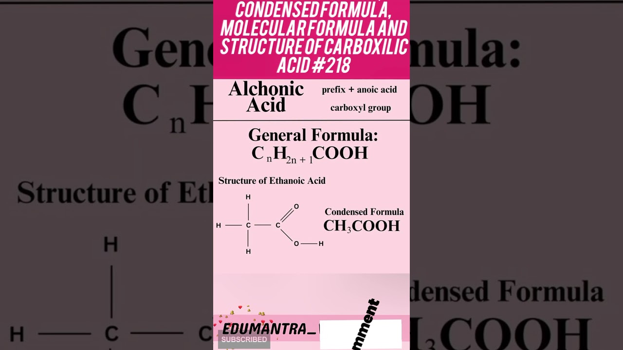 General formula, condensed formula, molecular formula and structure of carboxilic acid #218  #iit