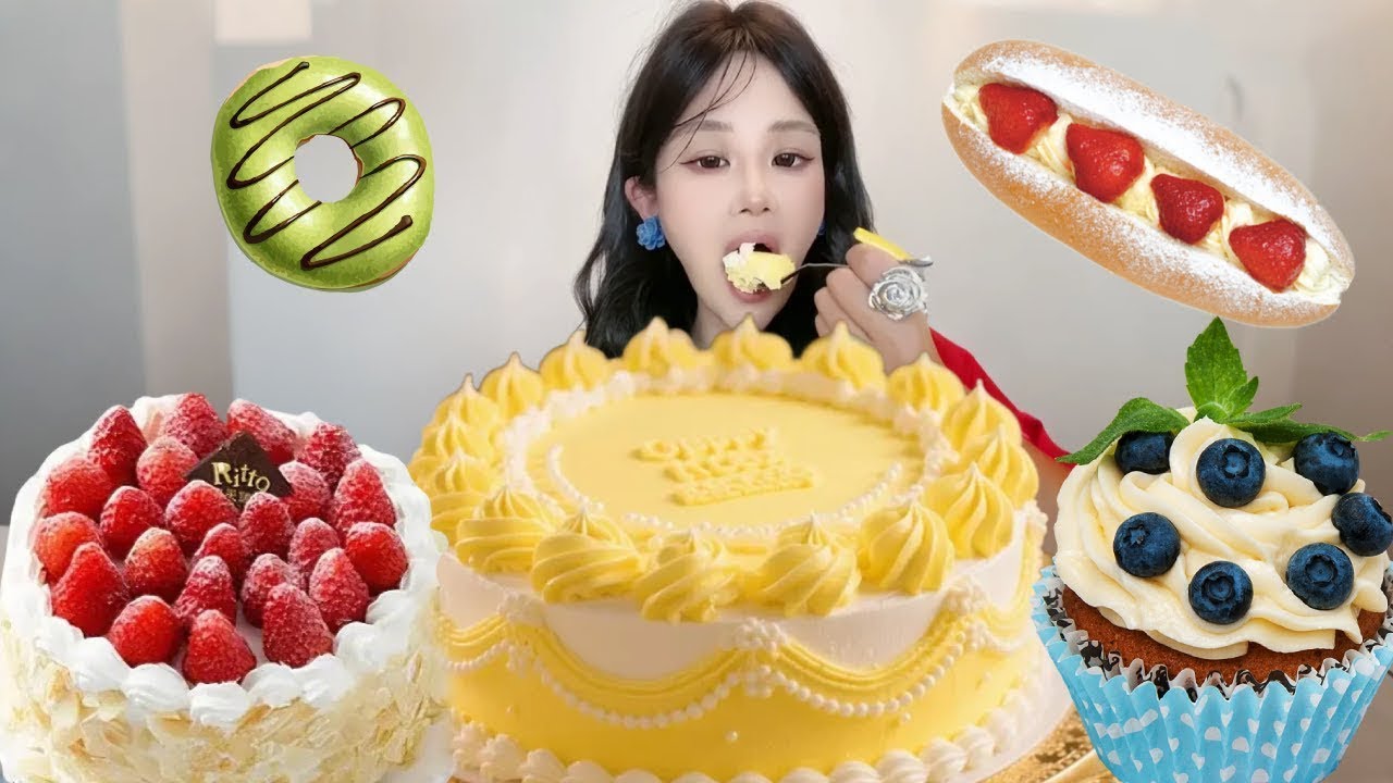 Asmr🍰Eating Custard Cream Cake🍰 (Soft And Waxy Sound) 크림丨먹방丨Mukbang丨Satisfying丨Eatings