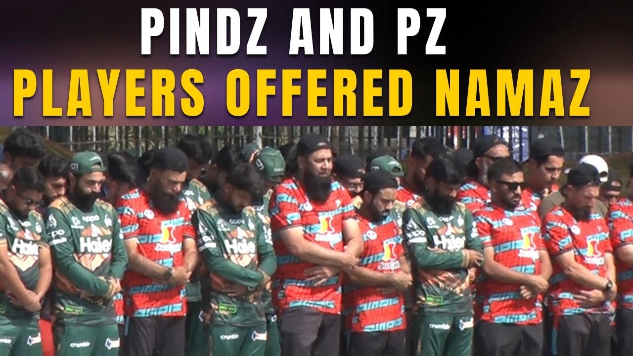 Peshawar Zalmi and Pindz team players offered namaz during practice session at LCCA ground