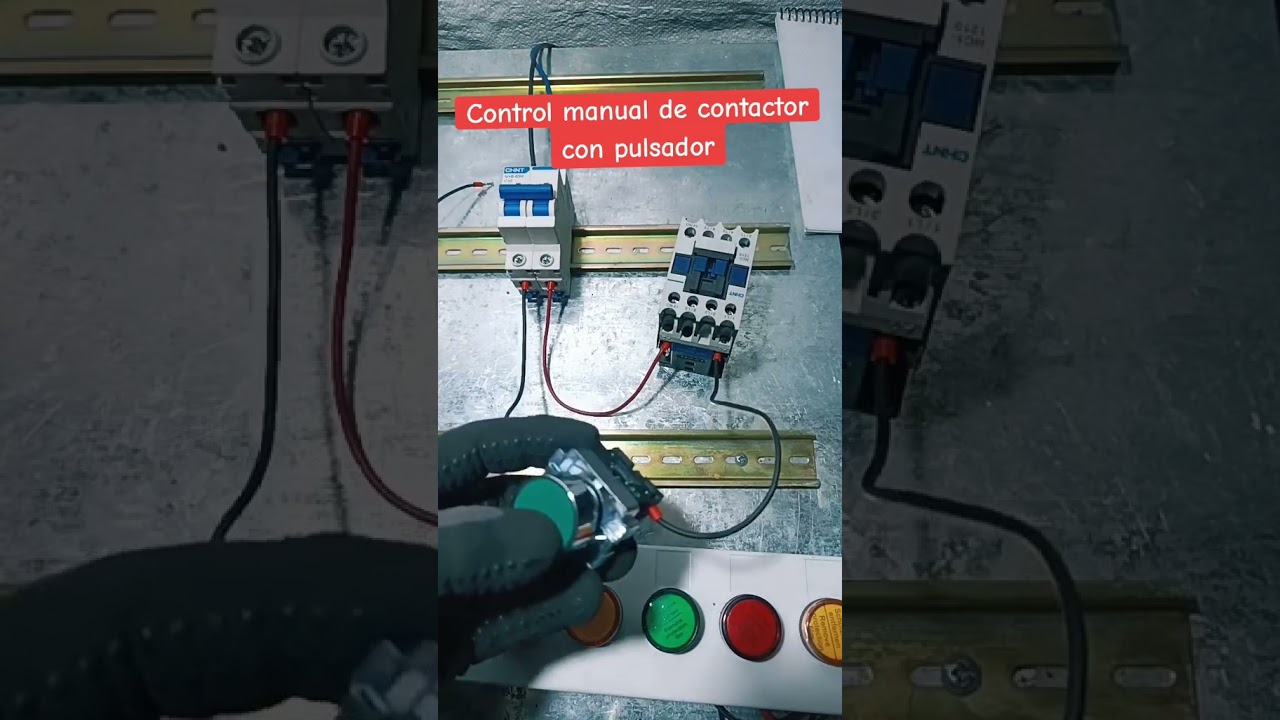Control manual de contactor con pulsador #motorelectrico #electricidad #automatizacion #contactor