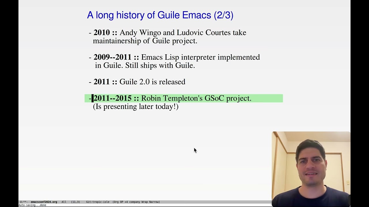 EmacsConf 2024: Gypsum: my clone of Emacs and ELisp written in Scheme - Ramin Honary
