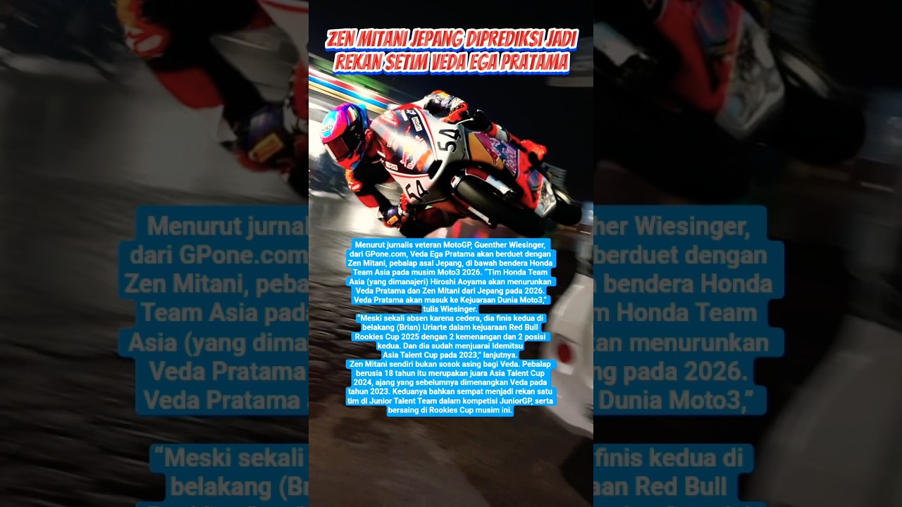 Veda Ega Akan Berduet Dengan Zen Mitani Pebalap asal Jepang
