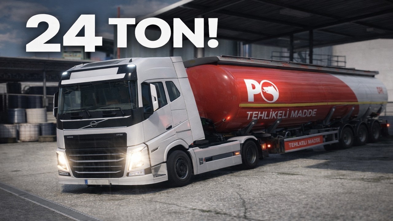 24 TON TEHLİKELİ YÜK! Volvo FH ile Zorlu Tanker Sürüşü | ETS2 Gerçekçi