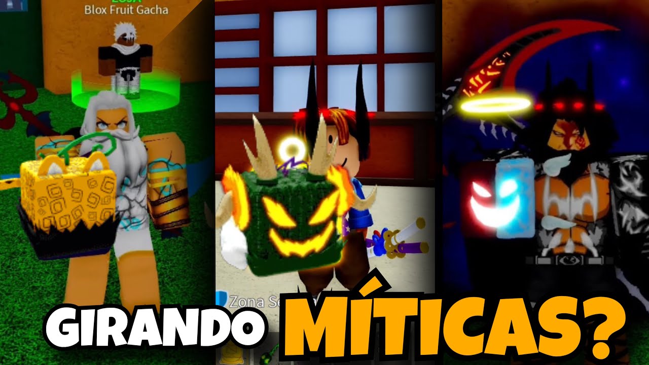 GIRANDO MÍTICAS COM TODAS AS MINHAS 50 CONTAS NO BLOX FRUITS!