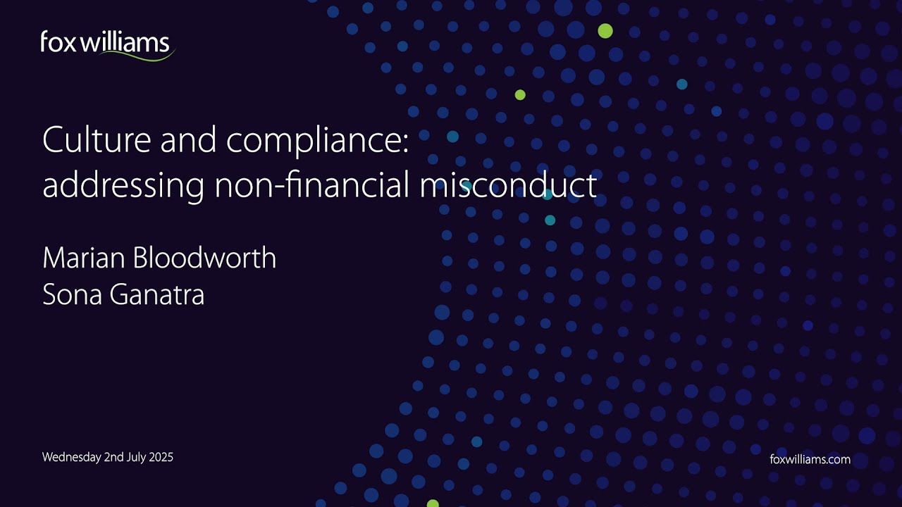 Culture and compliance: addressing non-financial misconduct