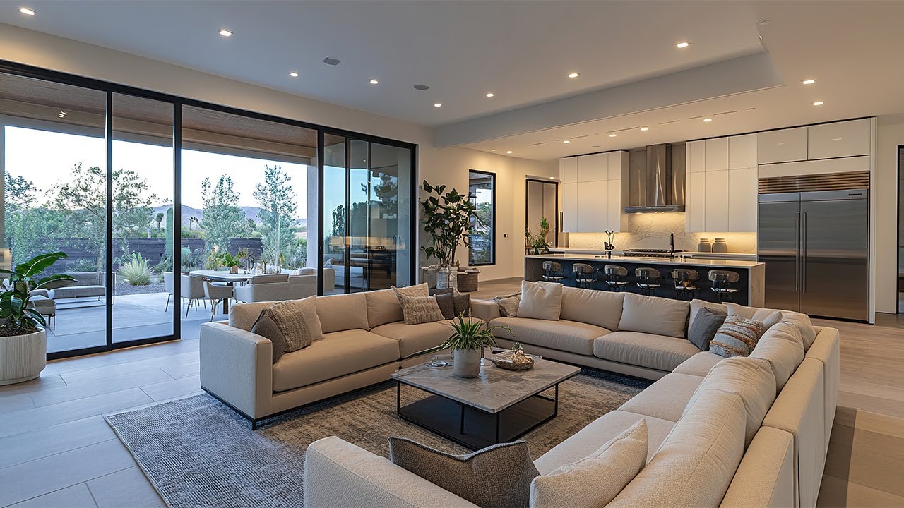 Open-Plan Layout Modern Luxury Living Room Interior Design to Maximize Light, Flow and Elegance