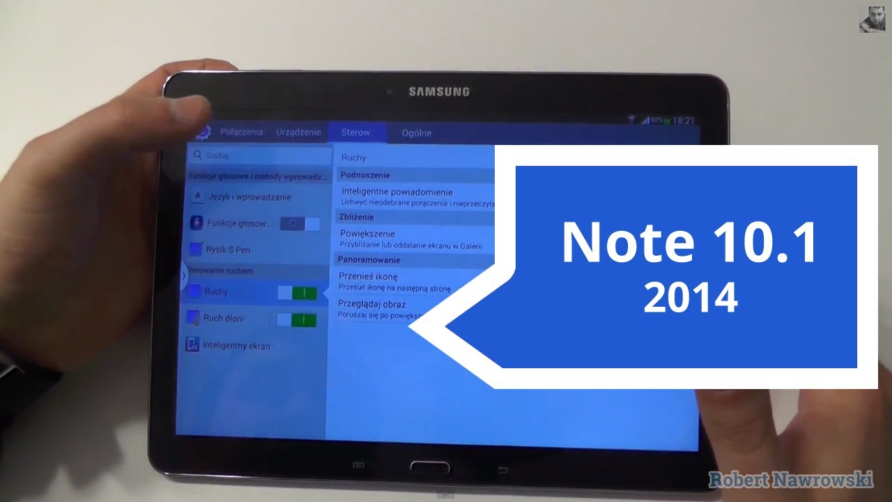 Samsung Galaxy Note 10.1 2014 Funkcje Ruchu i ruchu dłoni | Robert Nawrowski