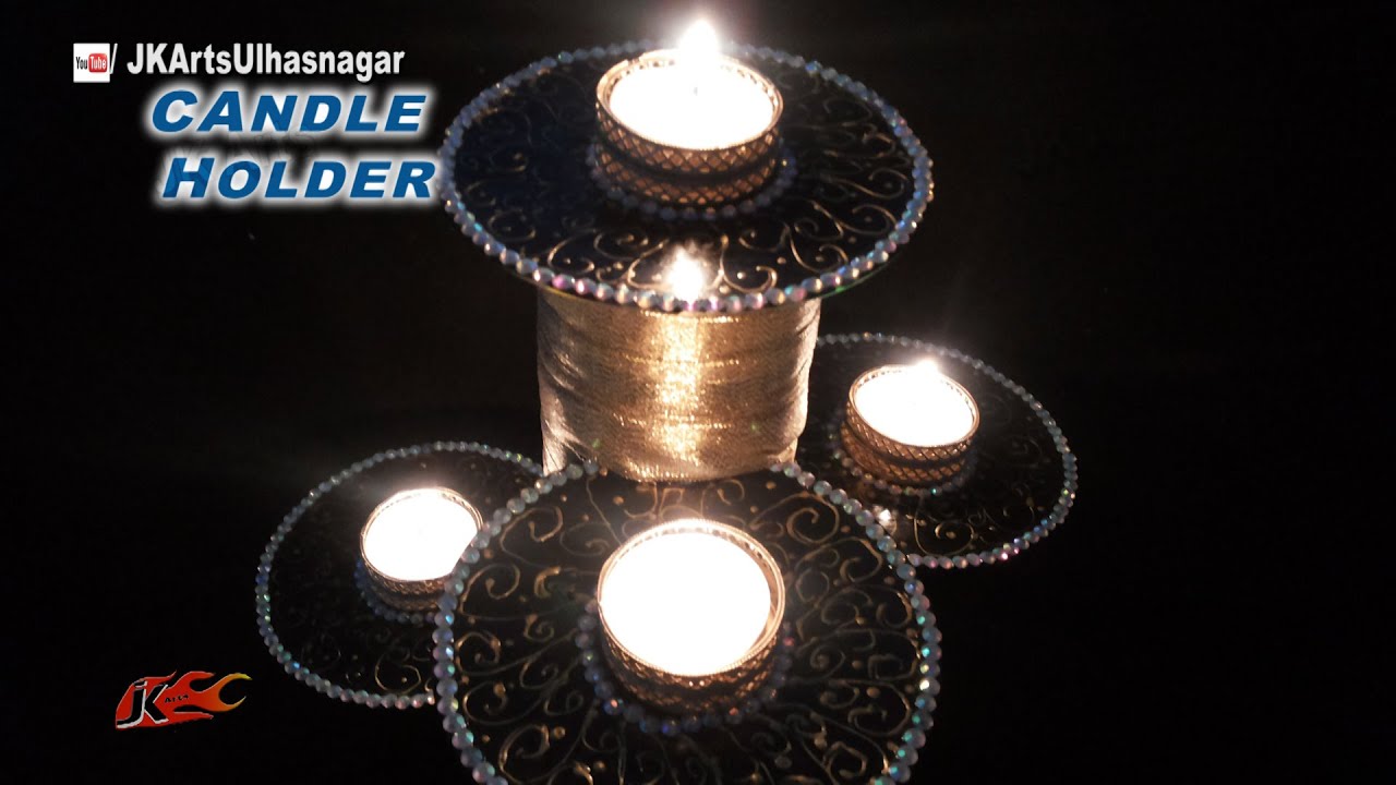 Candle Holder from DVDs and Empty Pringles can | DIY How to make best out of waste | JK Arts 890