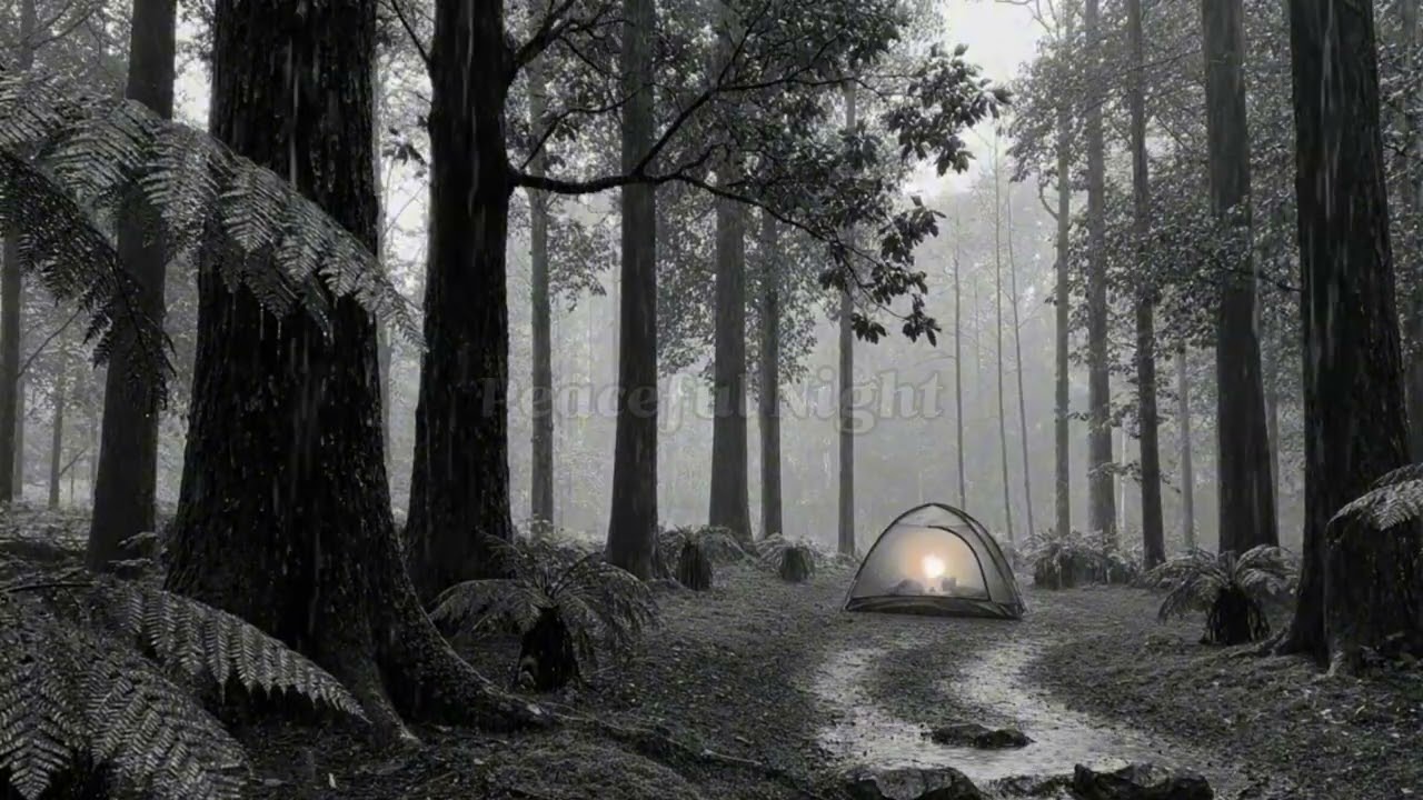 Deep sleep with tent rain sound in a secret forest #RAIN #ASMR #WHITENOISE #RELAX