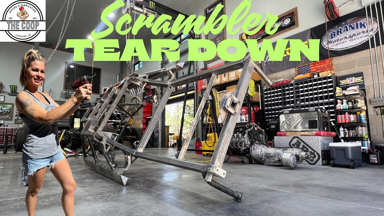 Shannon & Jess tear the Scrambler down for paint and powder!