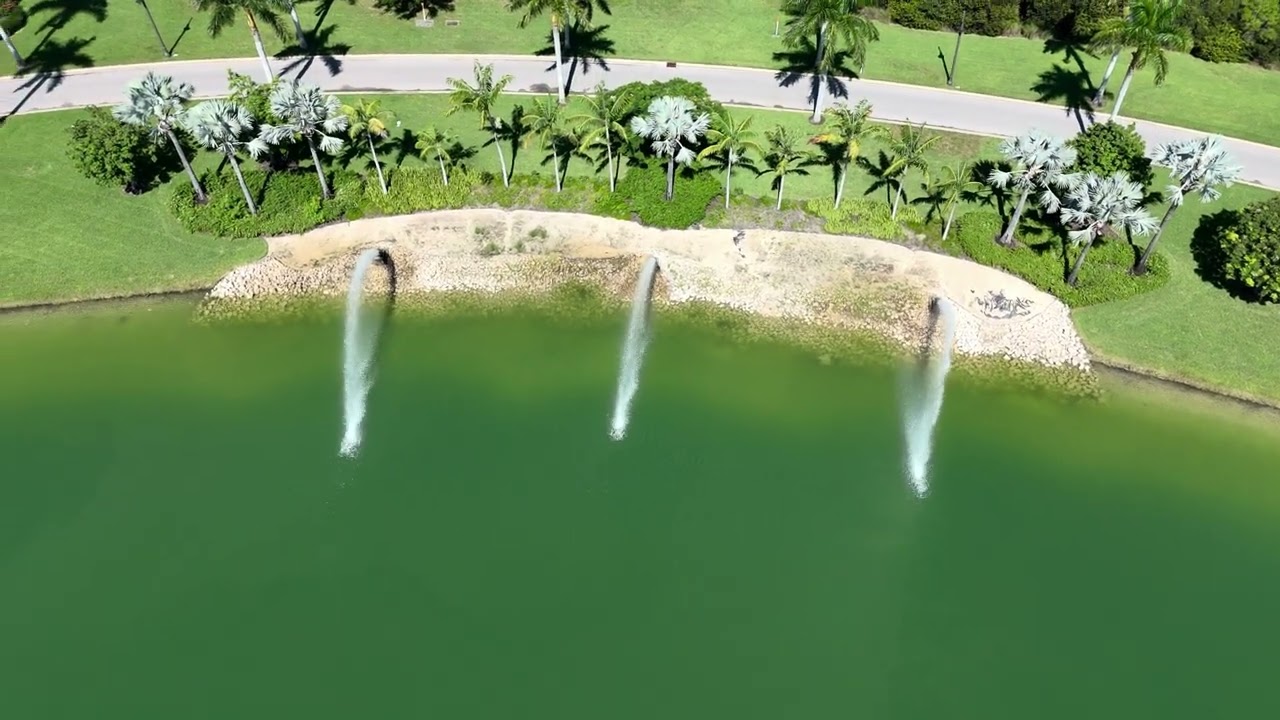 Naples Drone sailing the water cannons at Naples Reserve