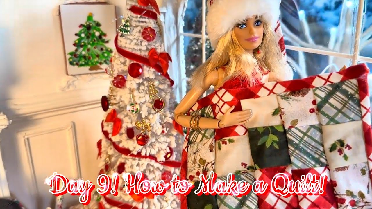 День 9! 12 дней Рождества: Как сшить одеяло для кукол! #рождественскиеукрашения #урок #сделайсам
