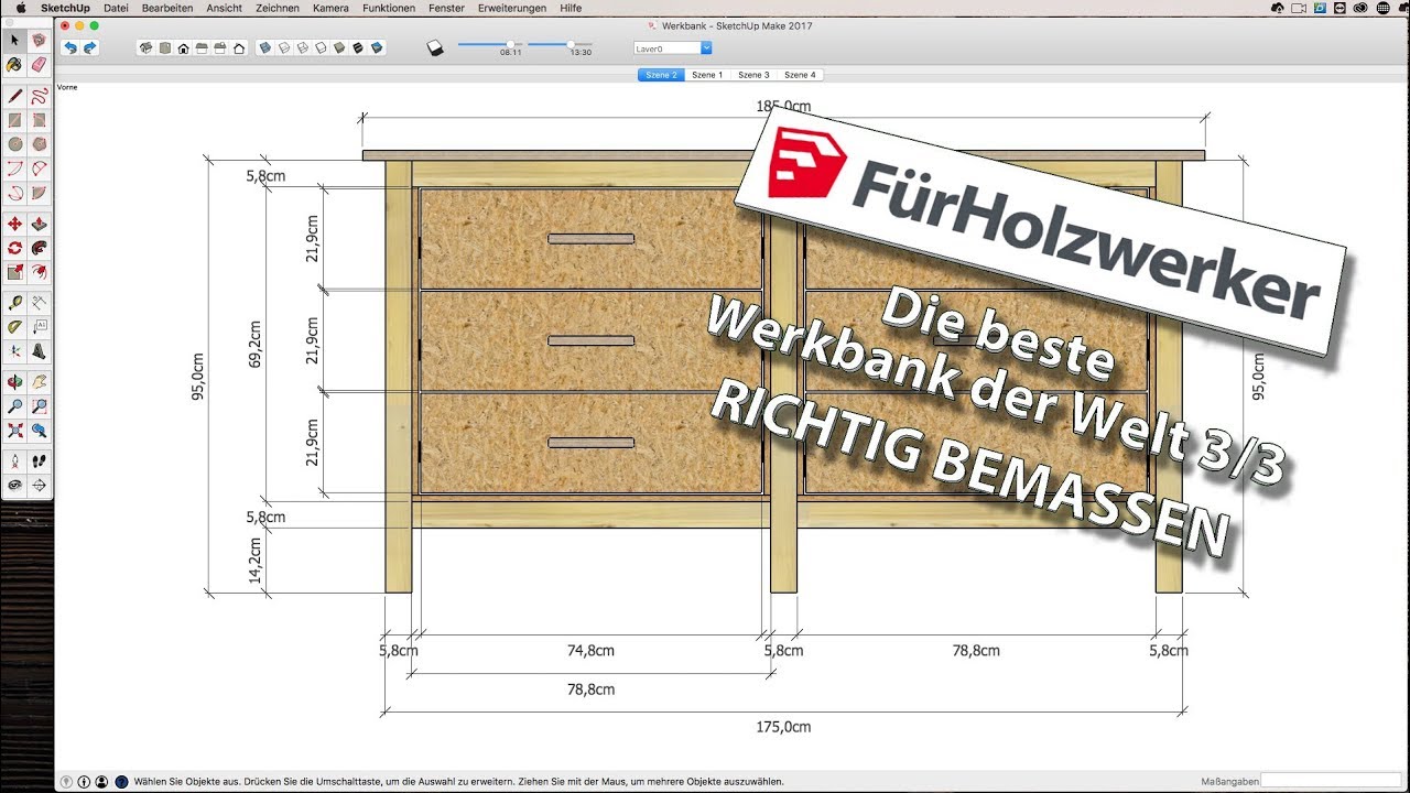 Richtig Bemaßen / Maßstabsgerecht drucken | Sketchup für Holzwerker