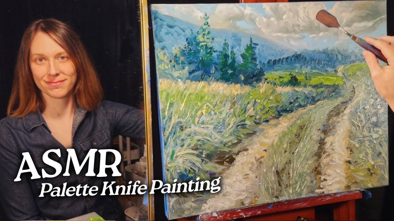 ASMR Palette Knife Painting: Vermont Country Road (Soft Spoken, 2 Hours)