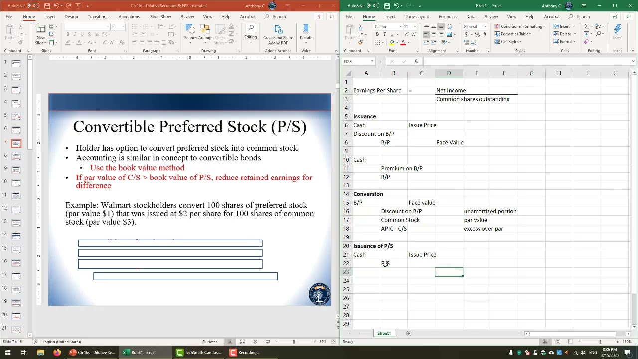 Dilutive securities & eps 1