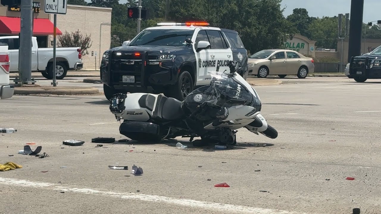 082825 CONROE MOTORCYCLE OFFICER INJURED IN CRASH WHILE RESPONDING TO SCENE