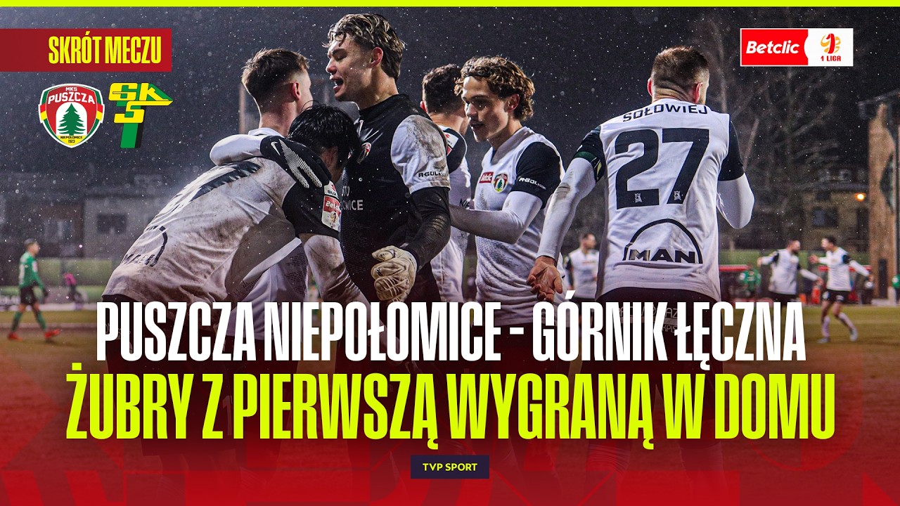 SKRÓT: PUSZCZA NIEPOŁOMICE - GÓRNIK ŁĘCZNA. PIERWSZE DOMOWE ZWYCIĘSTWO. BETCLIC 1 LIGA - 20. KOLEJKA
