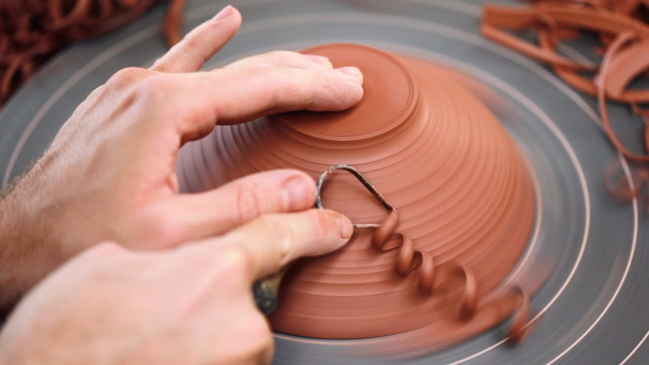 How To Trim Leather Hard Stoneware Bowls on the Potter's Wheel.